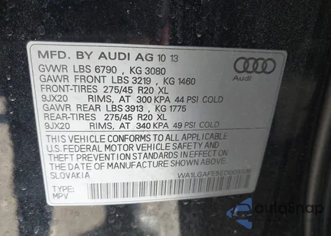 2014 Audi Q7 3.0T Premium z USA, uszkodzony, nr VIN WA1LGAFE5ED009336